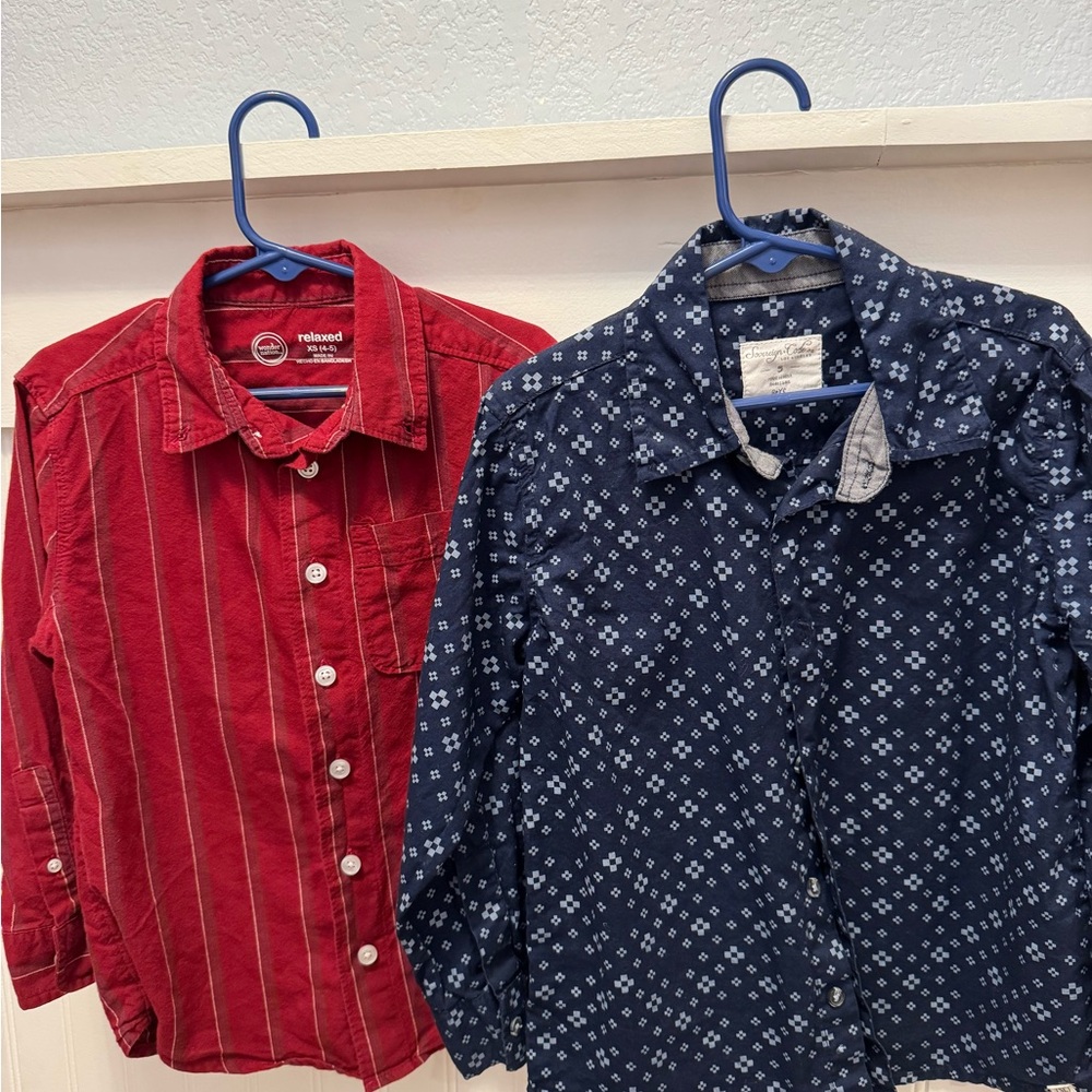 Red and Navy Kids Button Down Shirts